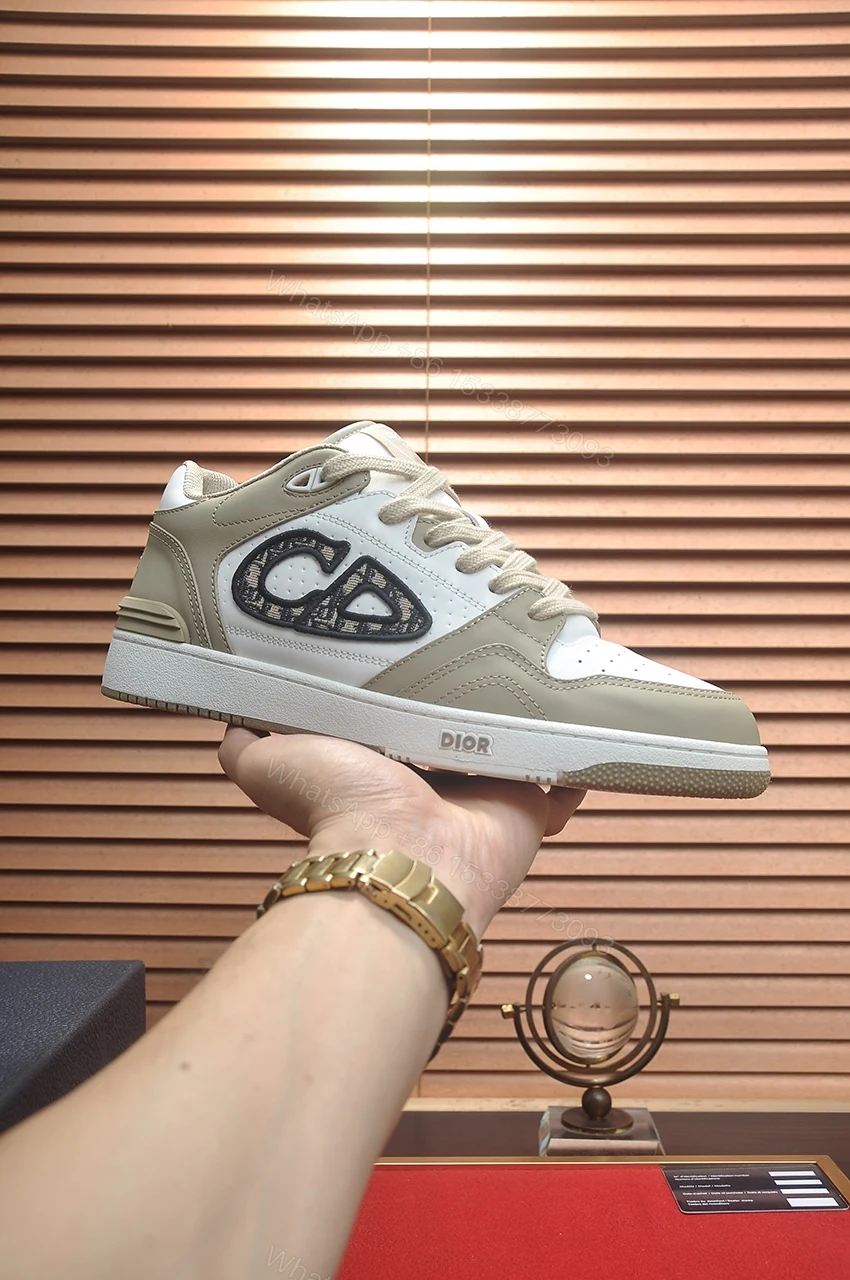 View 4 of Dior B57 low-top sneakers in beige and white smooth calfskin