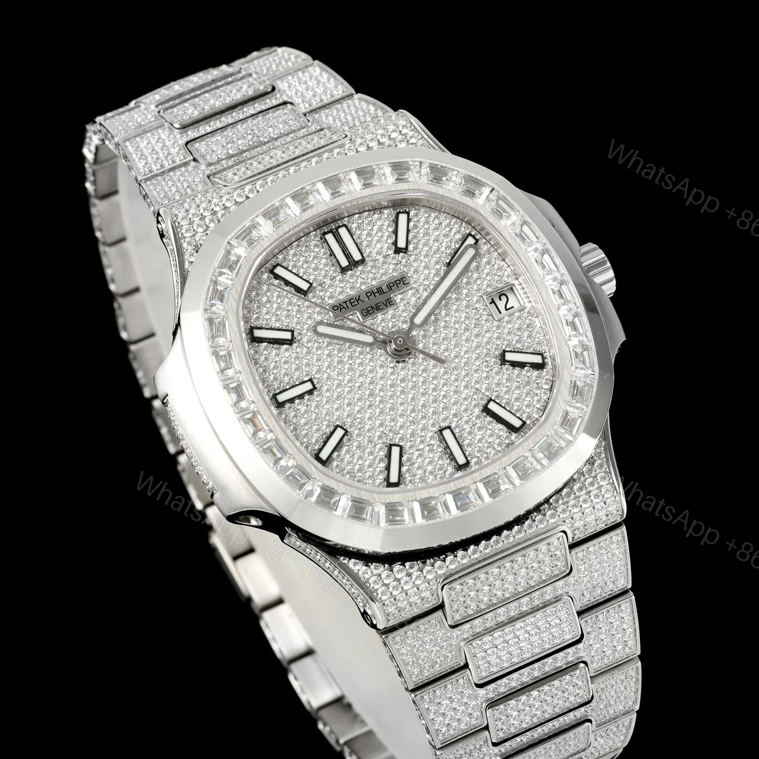 View 4 of Patek Philippe Nautilus 5711 BD1 Diamond Pavé Watch 40mm Full Diamond Bracelet Edition AMG-PP-BD1-5711-2600-DP