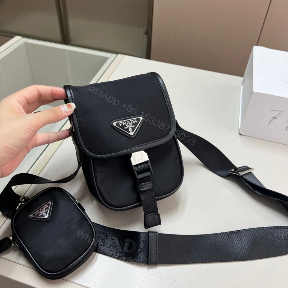View 2 of PRADA RE NYLON AND SAFFIANO SHOULDER BAG BLACK 17CM