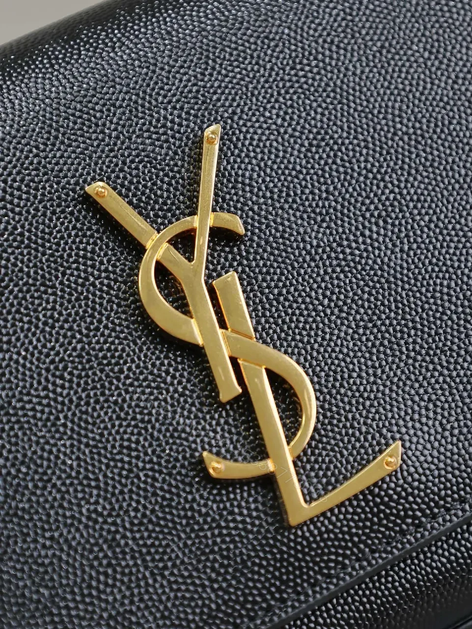 View 8 of Compact Black Calfskin Clutch with Gold-tone Hardware