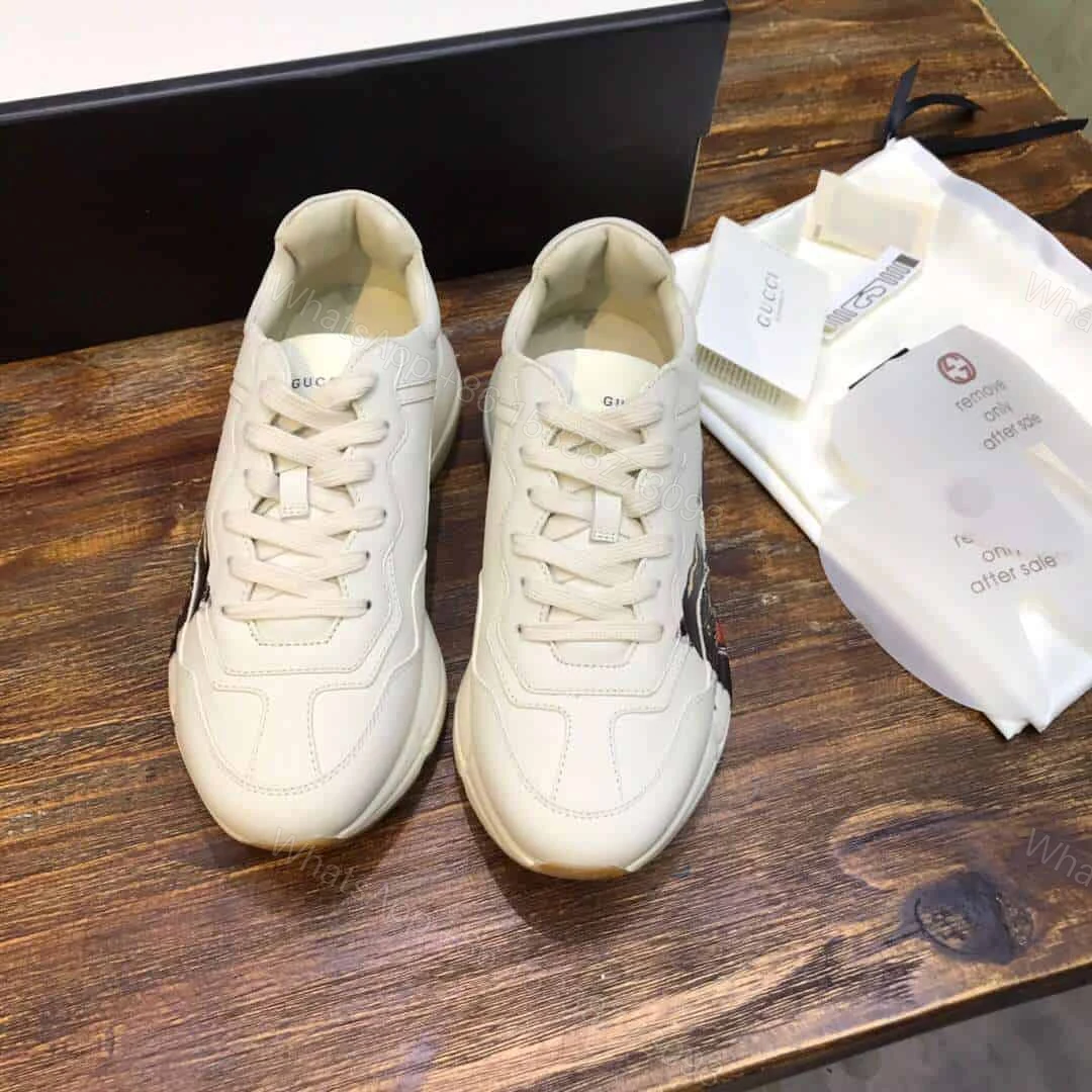 View 3 of GUCCI RHYTON LEATHER SNEAKER WITH TIGERS