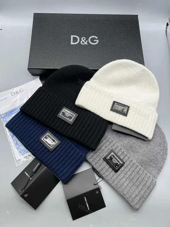 View 5 of Navy Knit Beanie with D&G Plaque - Ultra-Warm, Refined Street Style