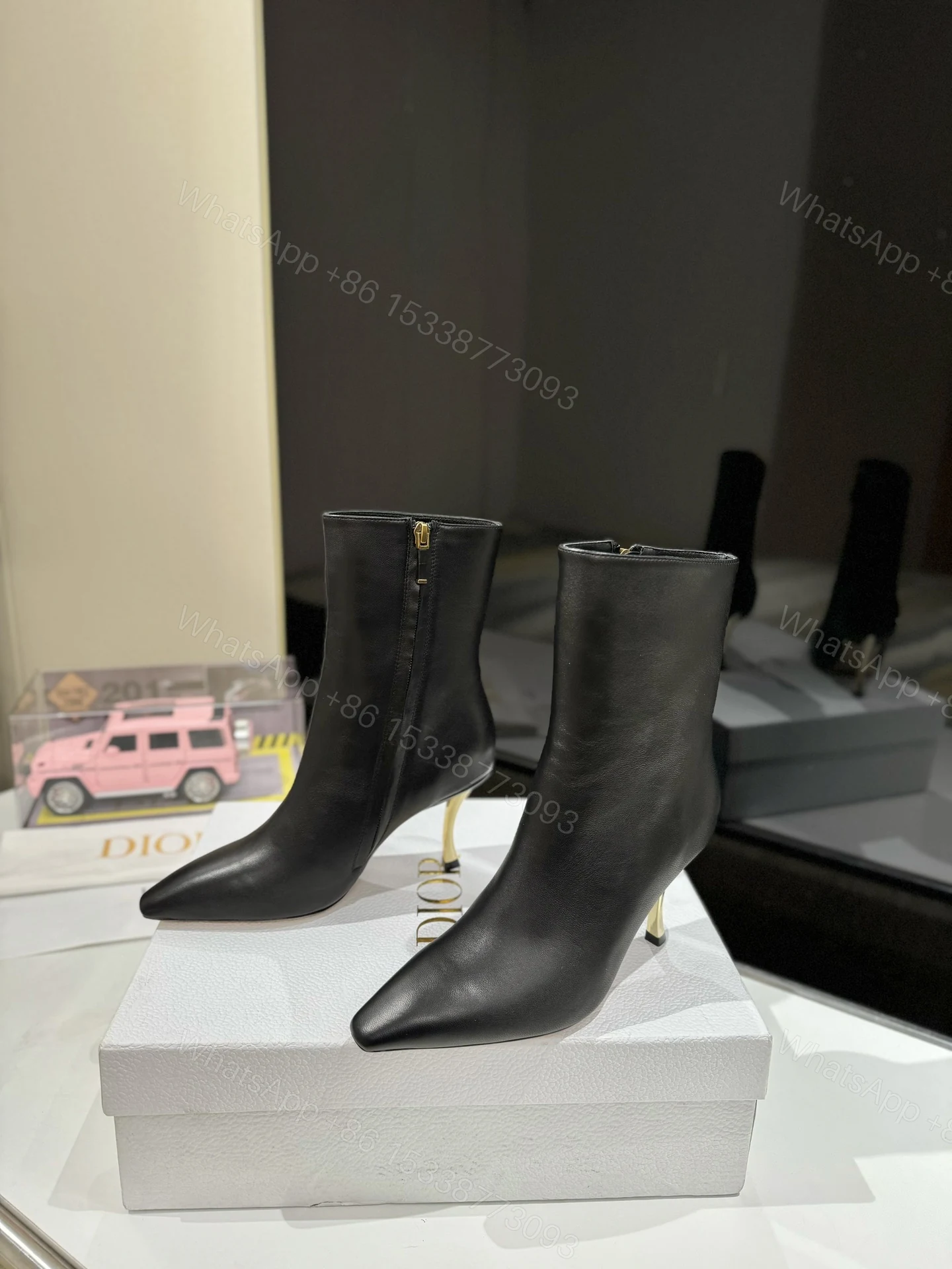 View 2 of black leather ankle boots Dior