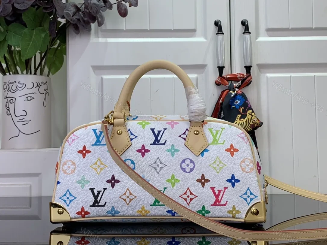 View 8 of Vibrant Monogram Satchel: Multicolor, Structured Leather Bag