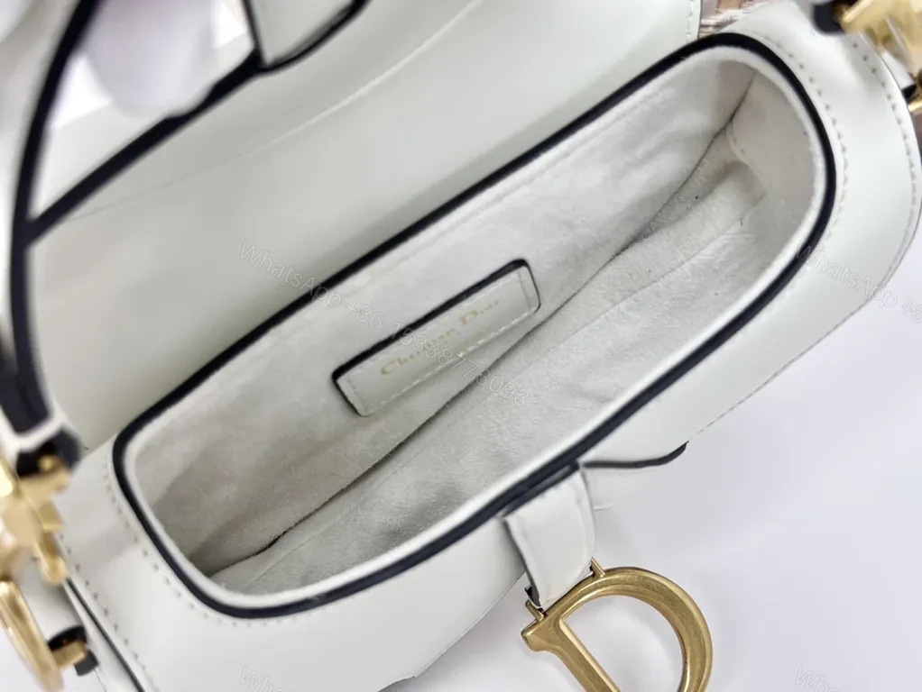 View 2 of Compact Dior-Inspired White Saddle Bag: Luxe Crossbody