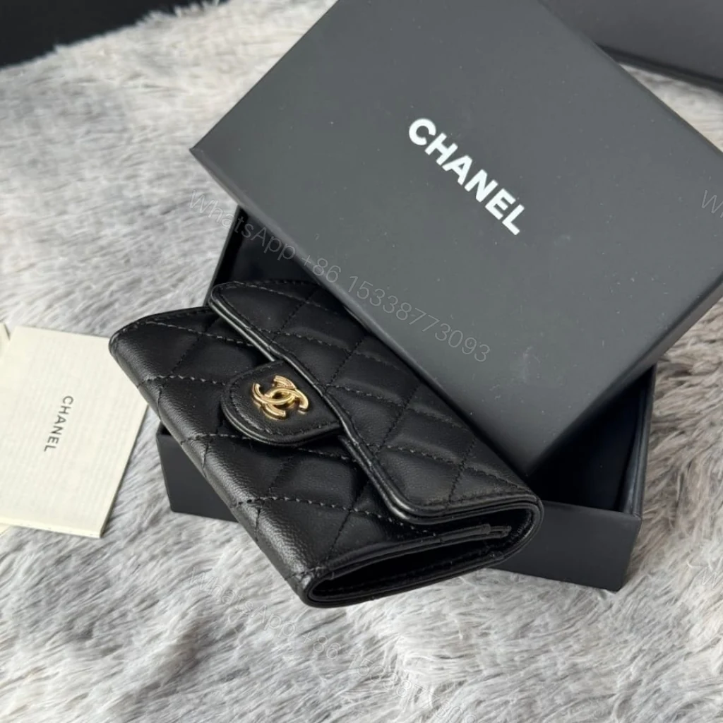 View 4 of Chanel Classic Card Holder With Gold Hardware Black 11Cm