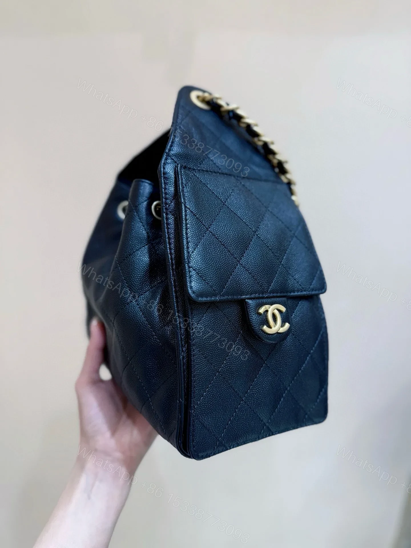 View 6 of CHANEL 25 HANDBAG IN BLACK 30 GRAINED CALFSKIN GOLD HARDWARE