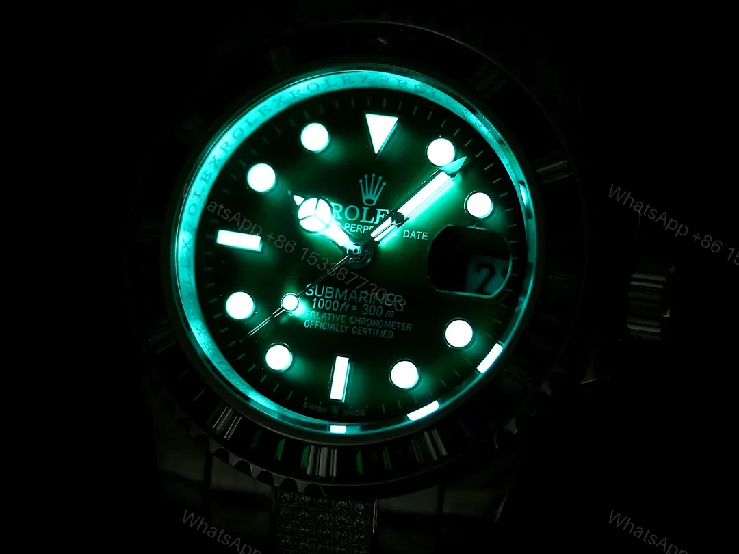 View 5 of Rolex Full Iced Diamond Dial Three-Link Bracelet Luxury Watch 42mm Ultimate Edition RG-ROLEX-FULL-ICED-DIAMOND-GRN-001