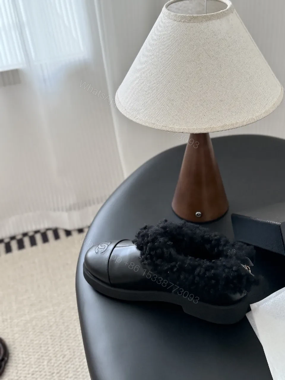 View 3 of Faux Fur Trim Leather Mules – Luxe Comfort, City-Chic Style