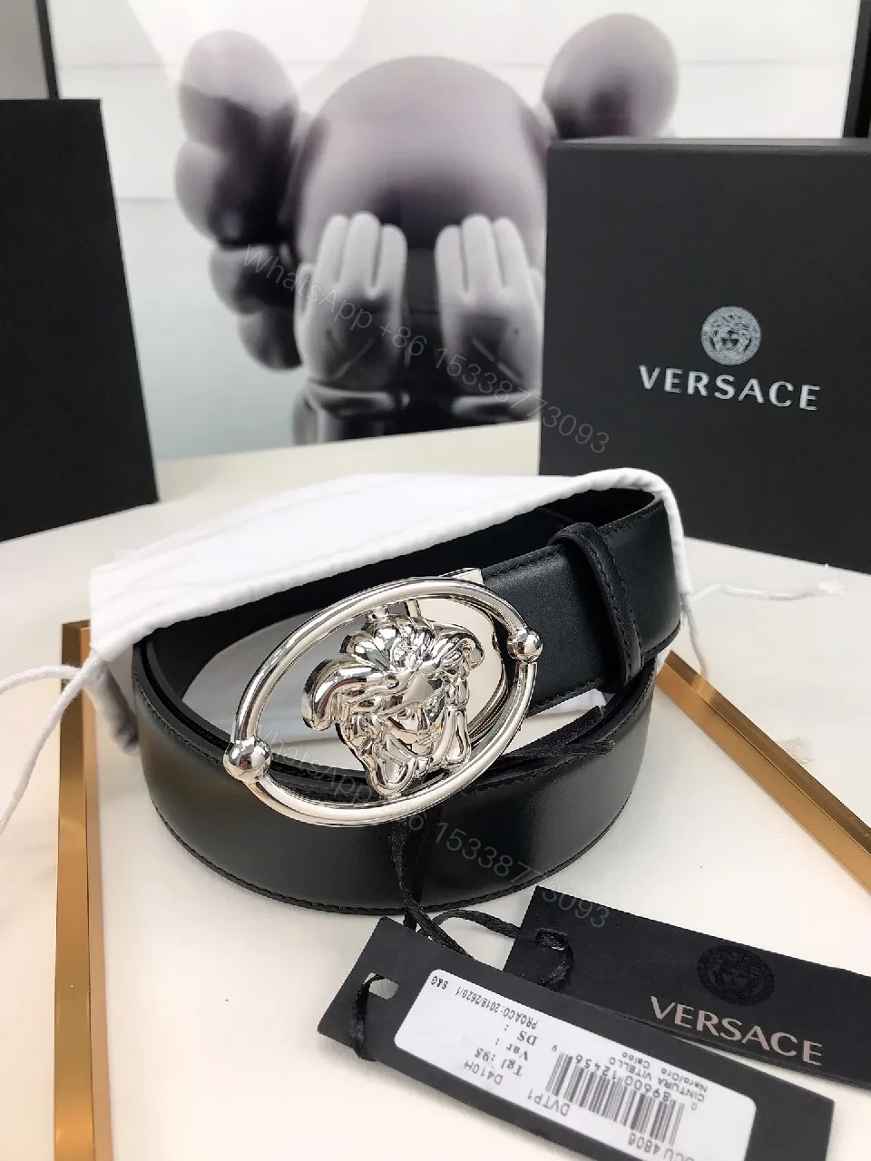 View 4 of Lion Head Buckle Leather Belt – Modern Luxury Belt