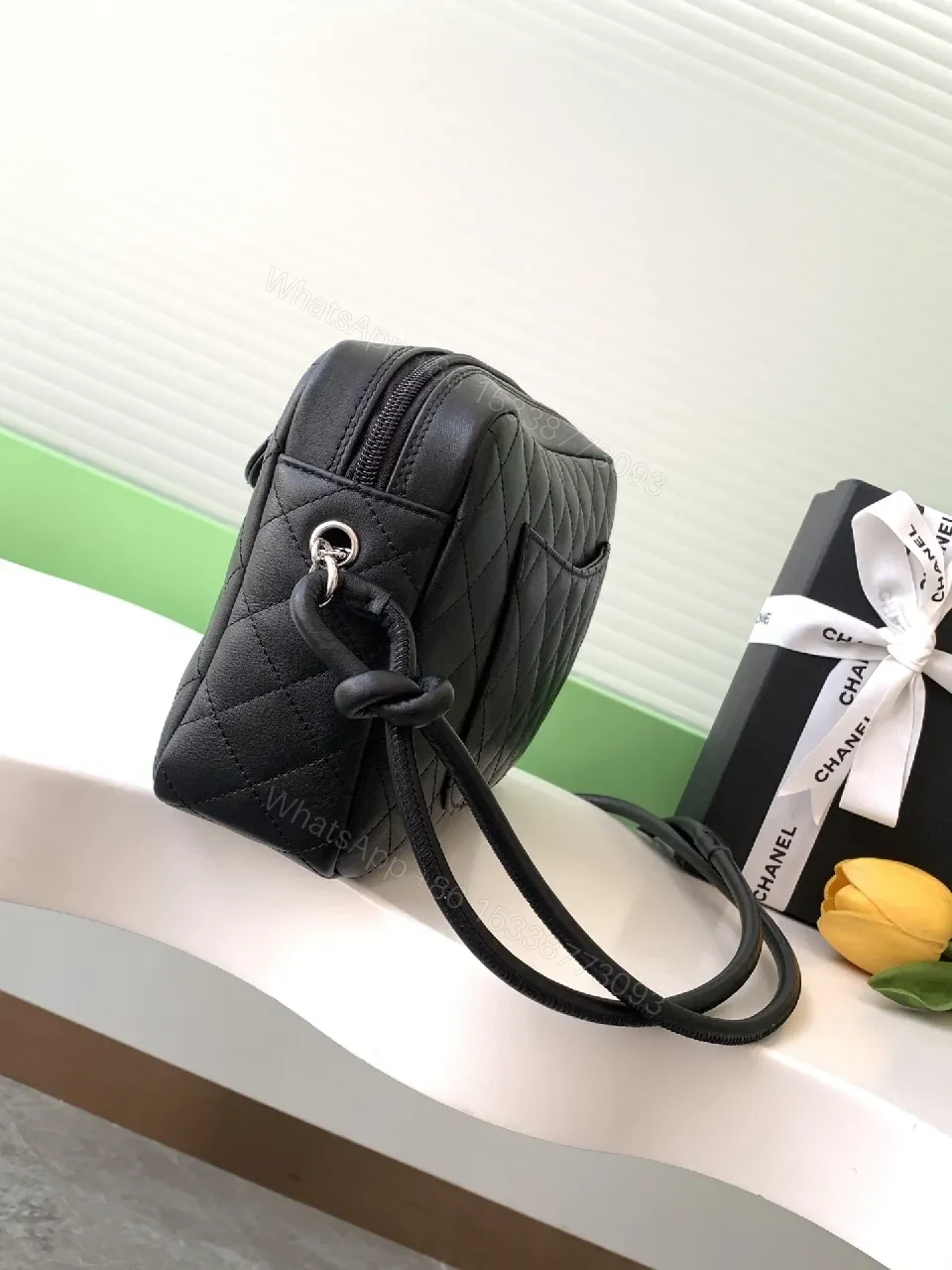 View 9 of Quilted PU Camera Bag: Chic, Silver Clasp, Crossbody