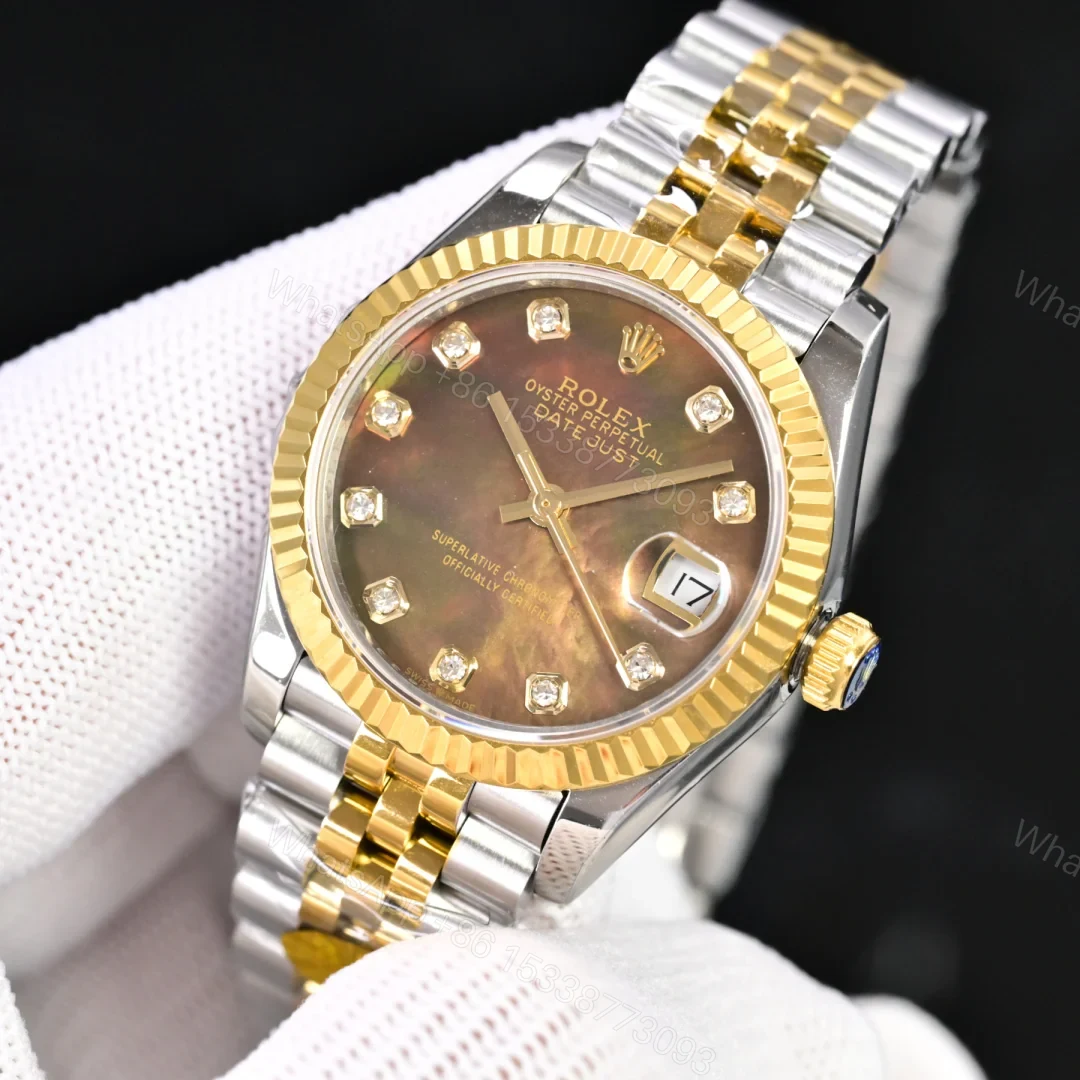 View 2 of Rolex Datejust 31 Stainless Steel Yellow Gold Fluted Black MOP Jubilee 278273-0024