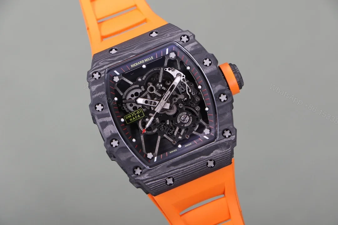 View 2 of Richard Mille RM35-01 NTPT Carbon Fiber RMUL3 Orange Strap Watch RM35-01-NTPT-ORANGE
