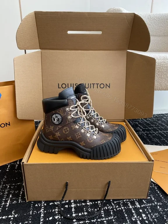 View 9 of Bold Monogram Boots: LV-Inspired Luxe Mid-Top Sneakers
