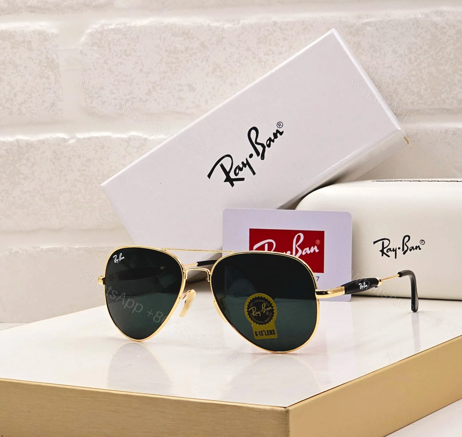 View 12 of Ray-Ban Aviator Black-Green Metal Frame