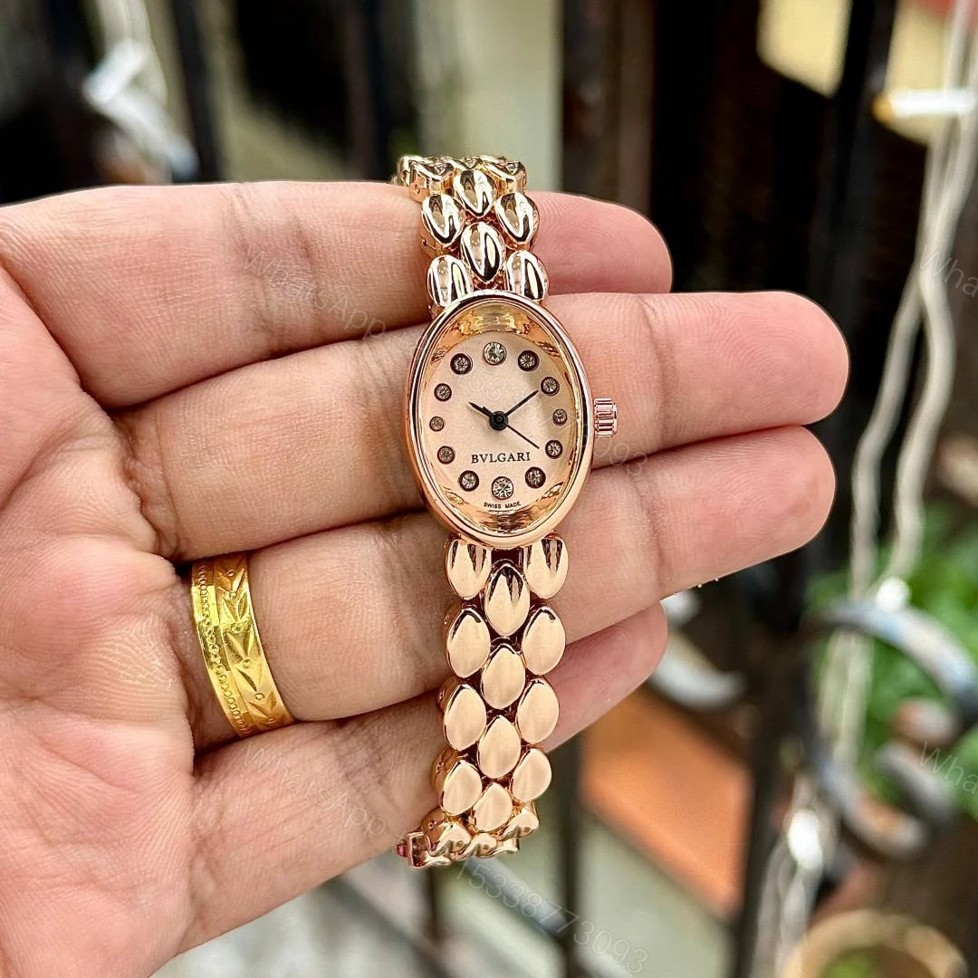 View 2 of First Copy Bvlgari Serpenti Rose Gold White Dial Diamond Marker Women’s Analog Watch