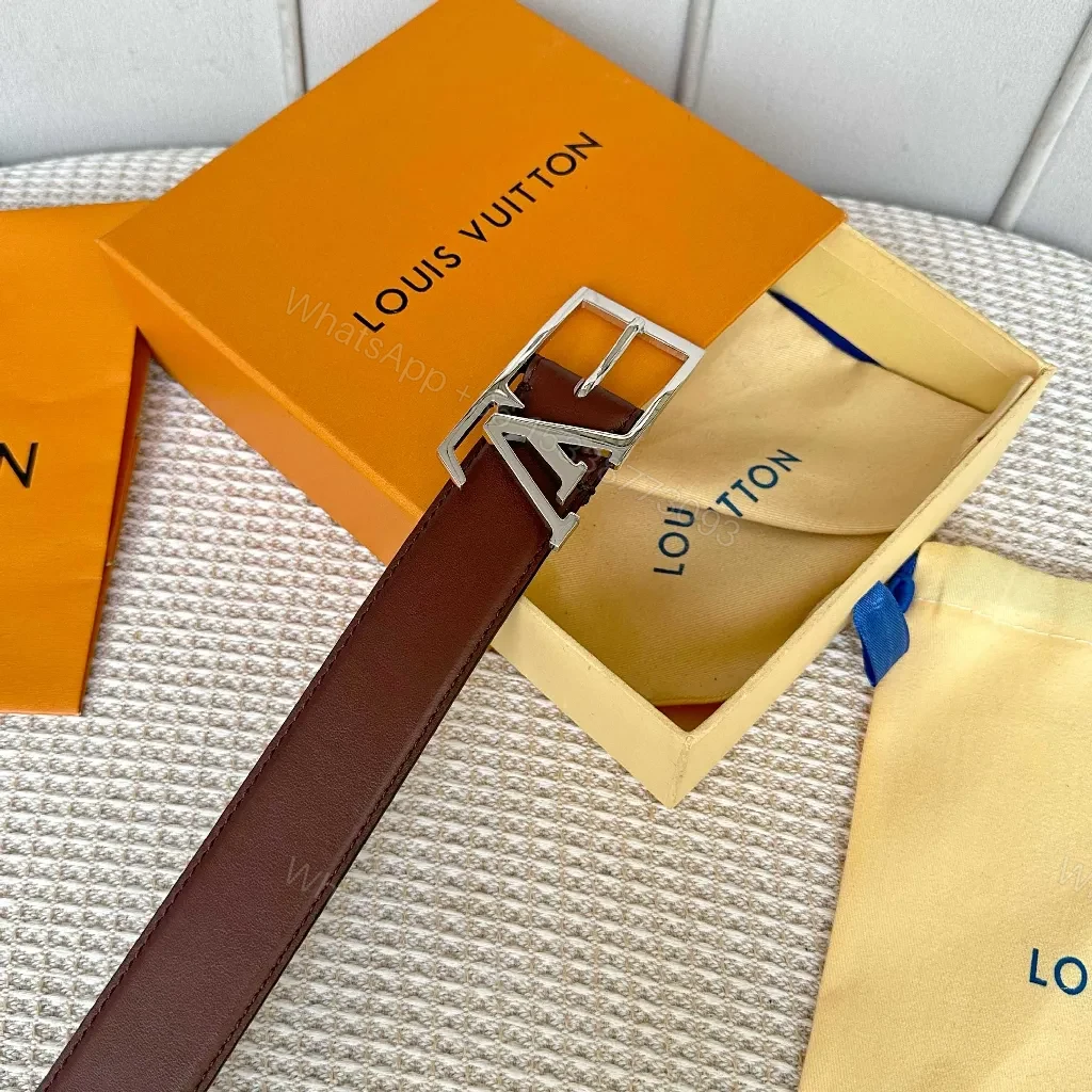 View 5 of Two-Tone Leather Belt with Geometric Buckle - Everyday Luxury