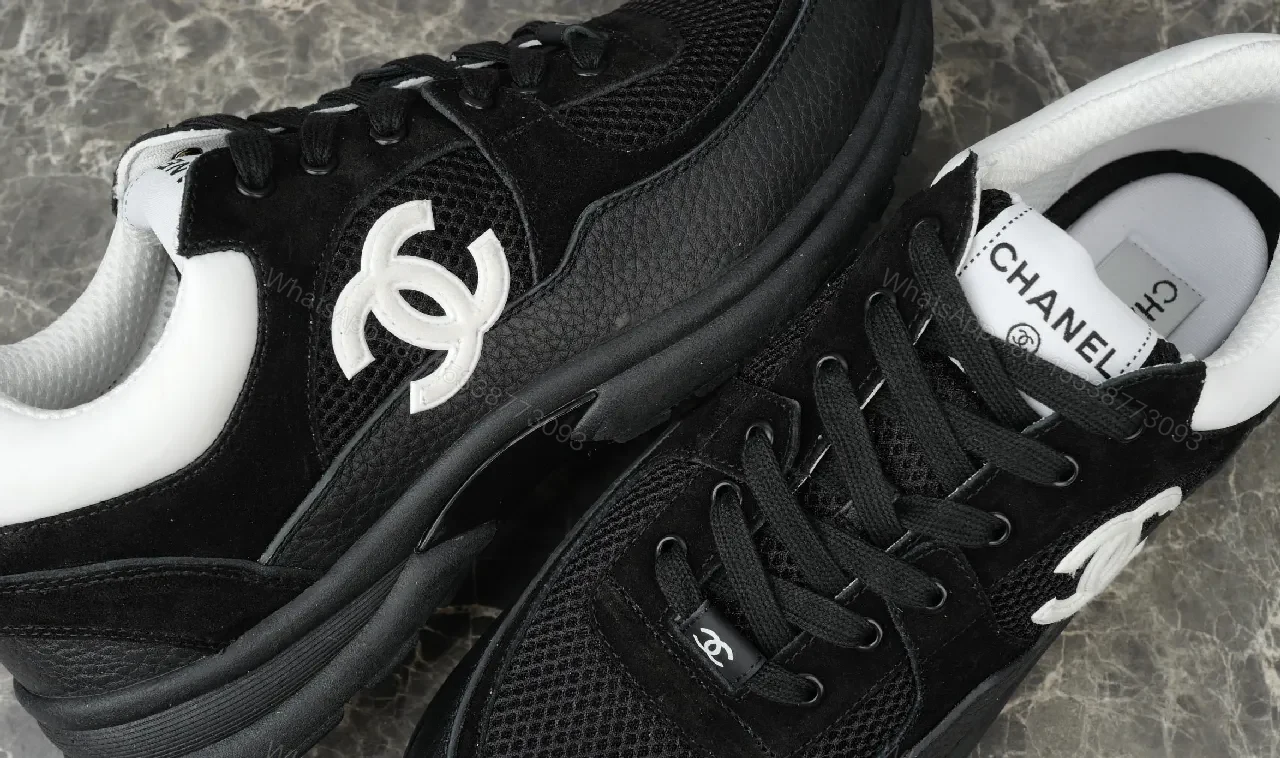 View 7 of Black Mesh Leather Runner Sneakers: Luxury Everyday Comfort
