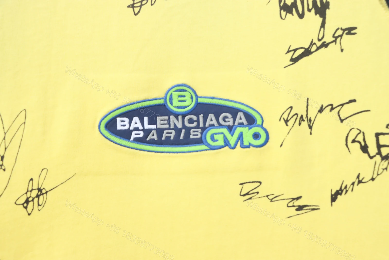 View 3 of Balenciaga Clothes 26SS Signature Letter Print Raglan Short Sleeve T-Shirt yellow