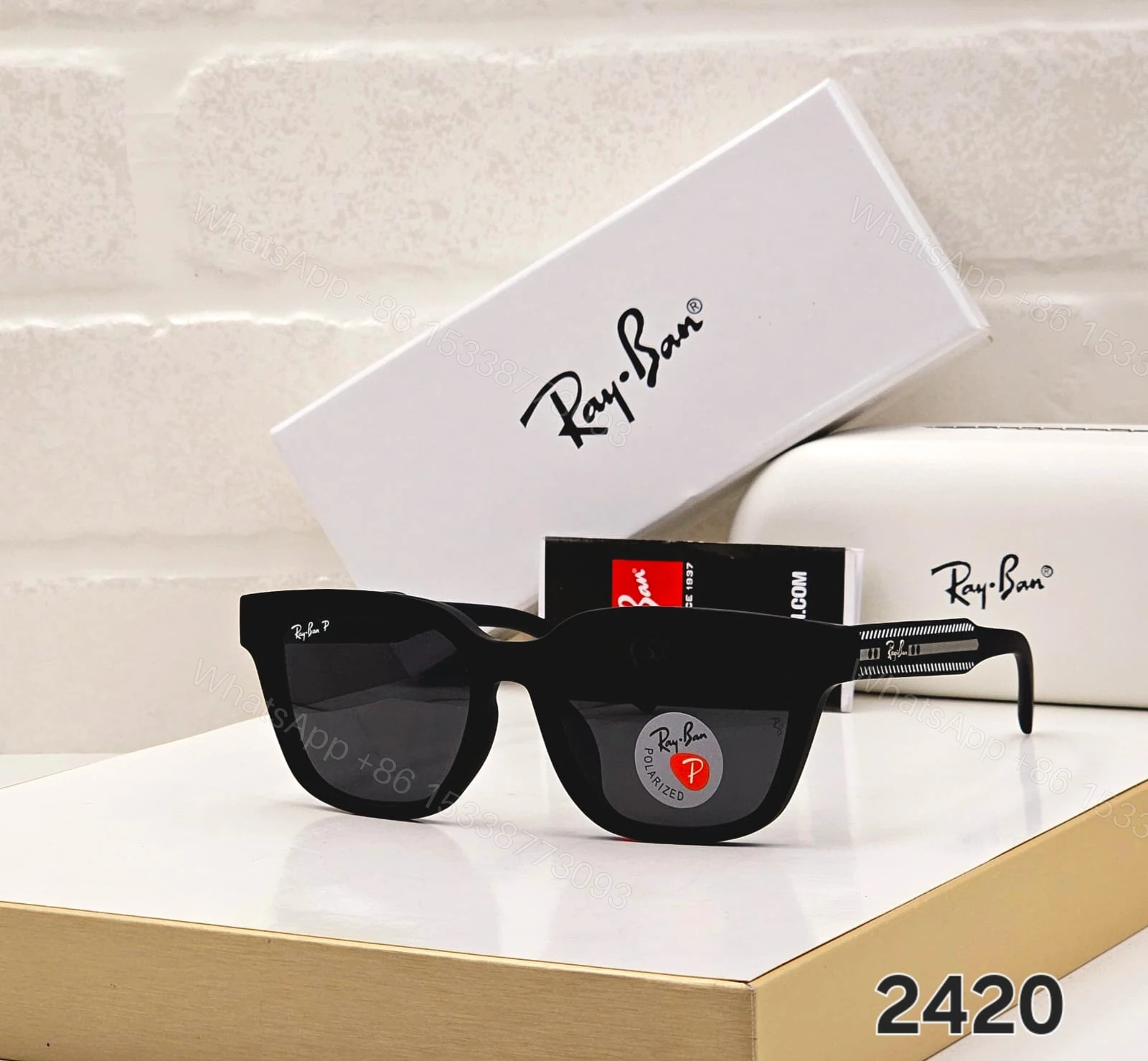View 5 of Ray-Ban Square Sunglasses Black-Grey