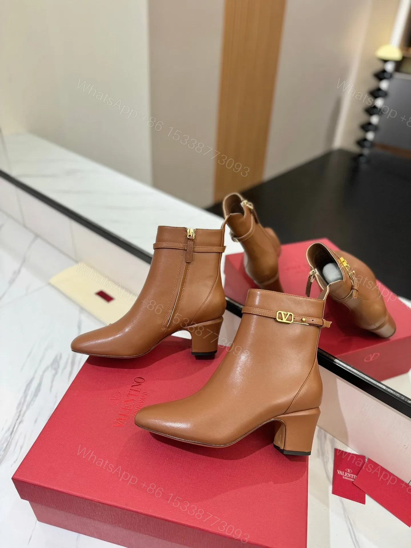 View 6 of Valentino Women Brown Leather Ankle Boots