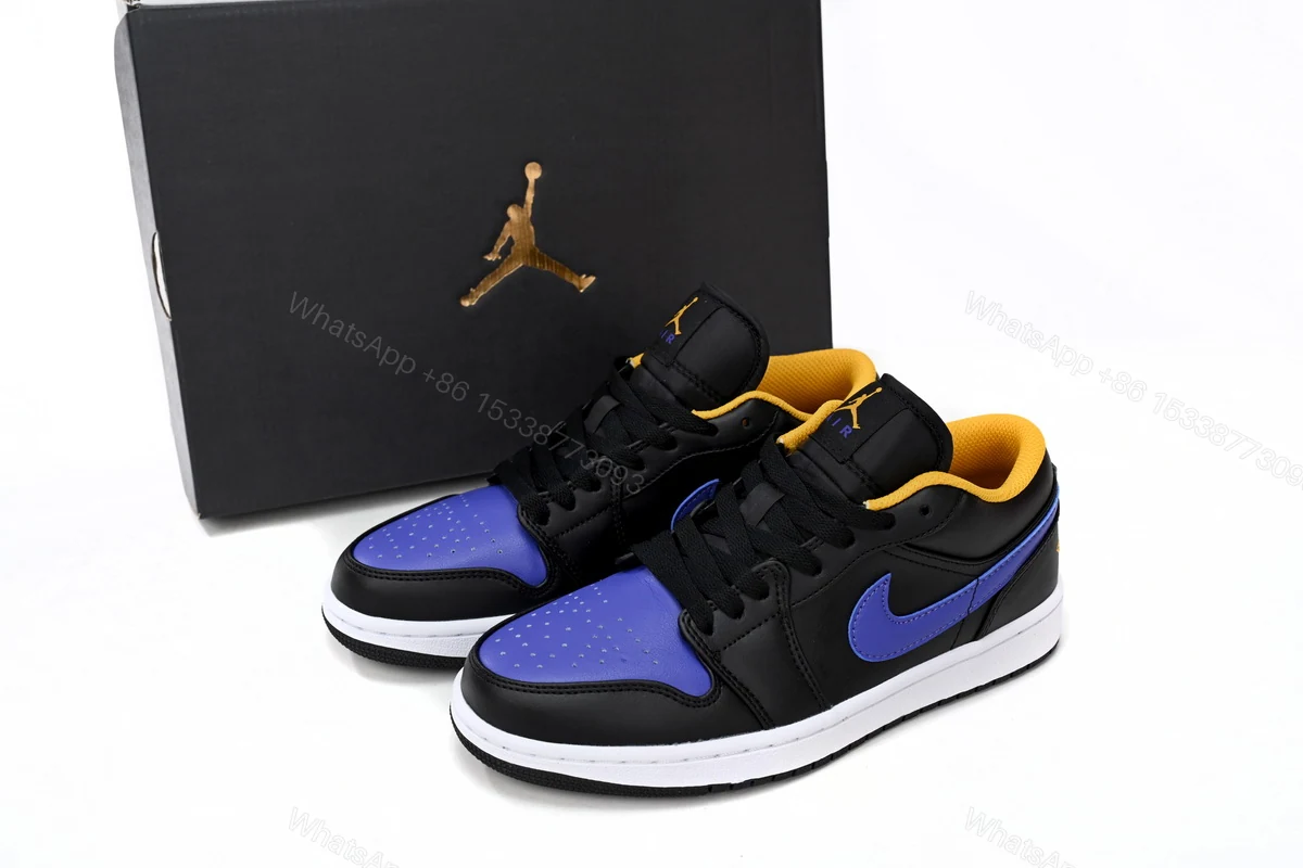 View 3 of Air Jordan aj1 Low Black Purple Yellow 553558-075