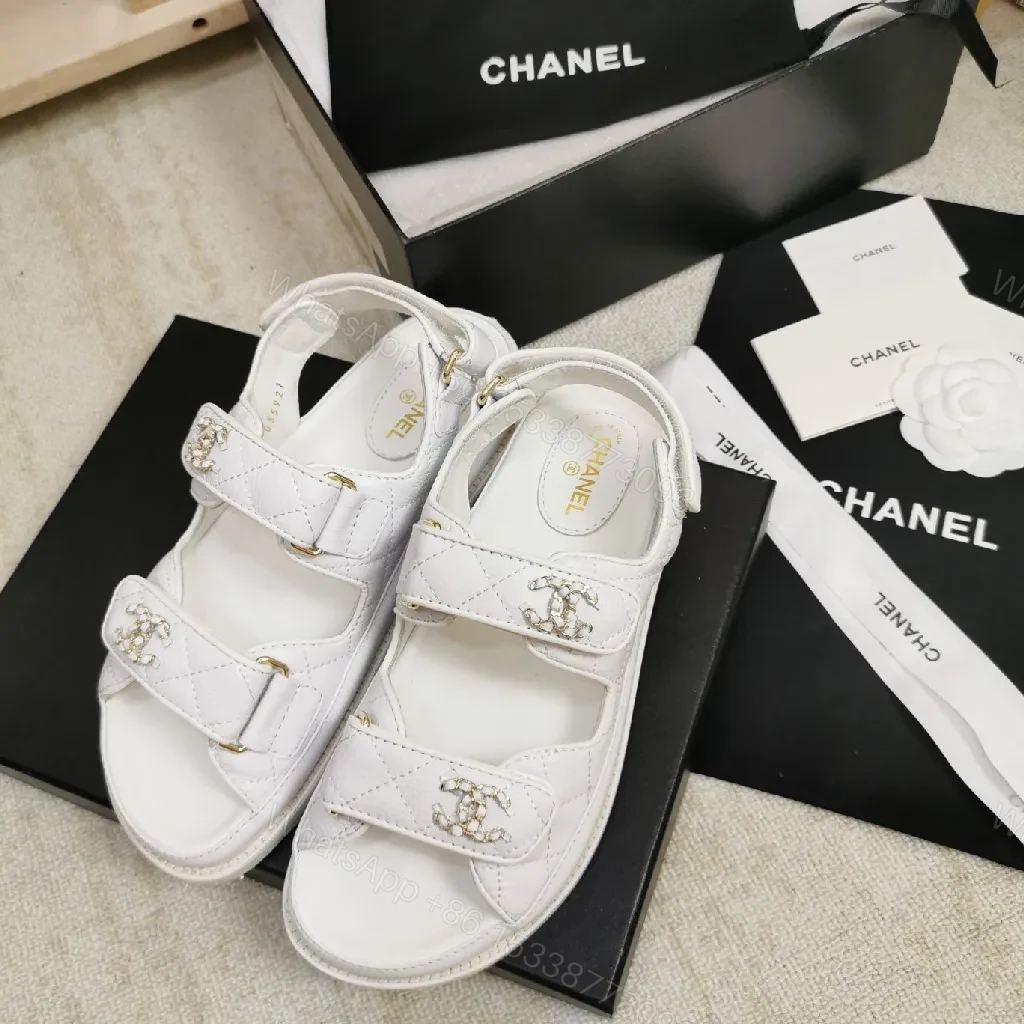 View 7 of White Quilted Velcro Sandals: Luxe Minimalist Comfort Shoes