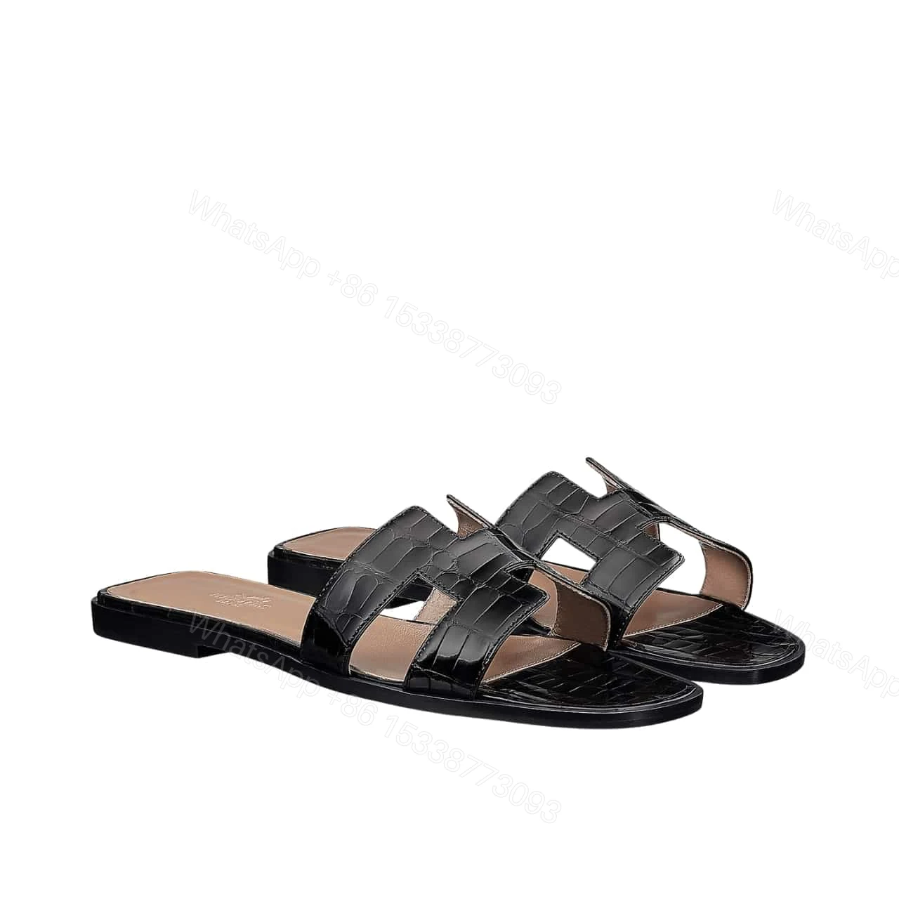 HERMÈS ORAN SANDAL ALLIGATOR IN BLACK H001089Z 01360 — view 1
