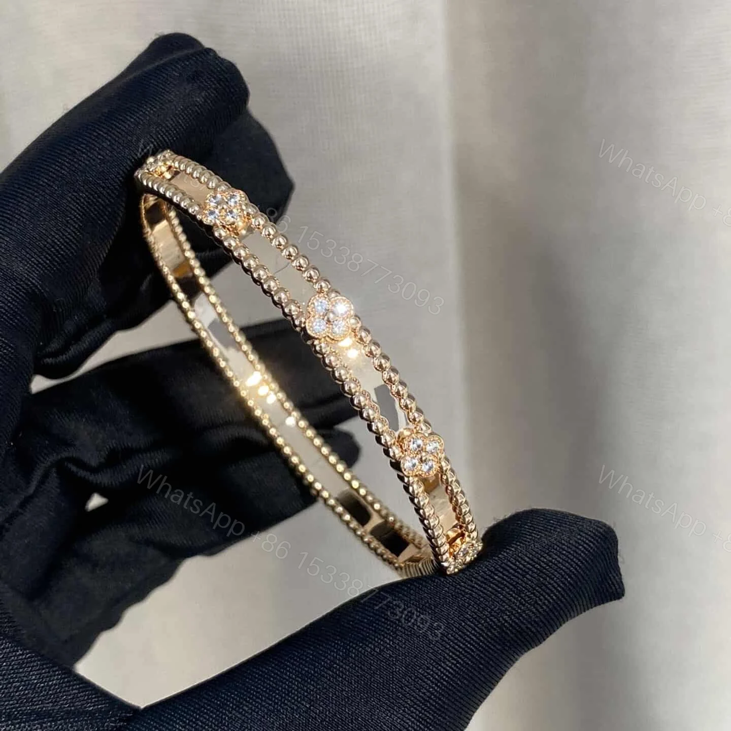 View 3 of Van Cleef & Arpels Perlee Clover Bracelet Diamond Small