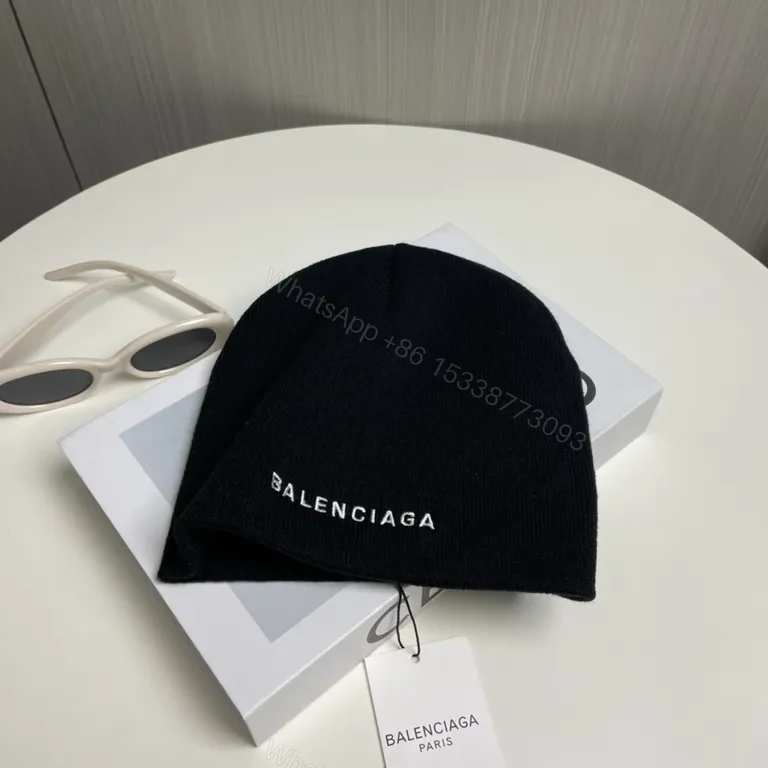 View 2 of Subtle Luxury Beanie: Premium Knit, Discreet Balenciaga Logo Beanie