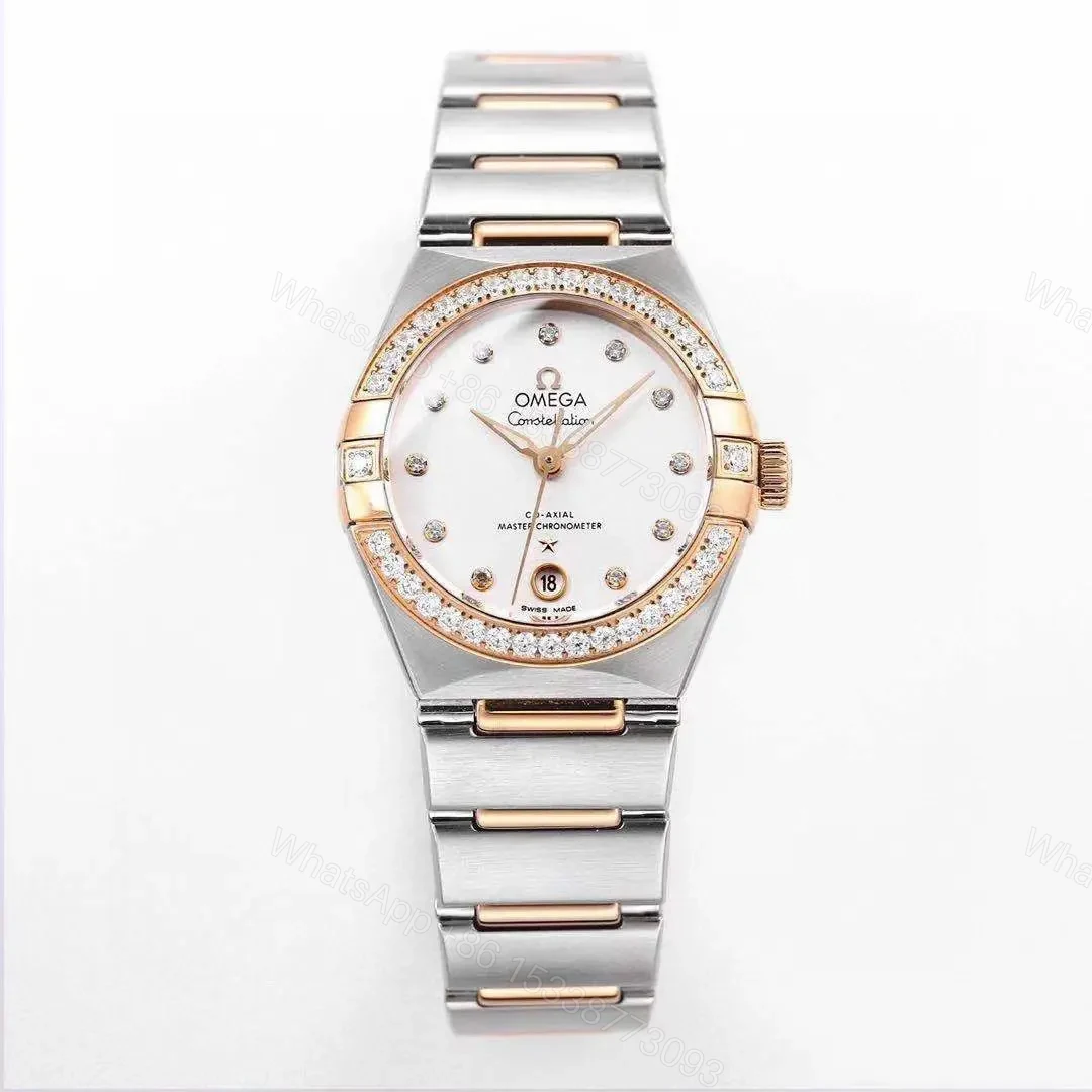 View 2 of Omega Constellation 29mm Women’s Watch V6 Version Silver and Rose Gold with Diamond Bezel White Dial Sapphire Crystal