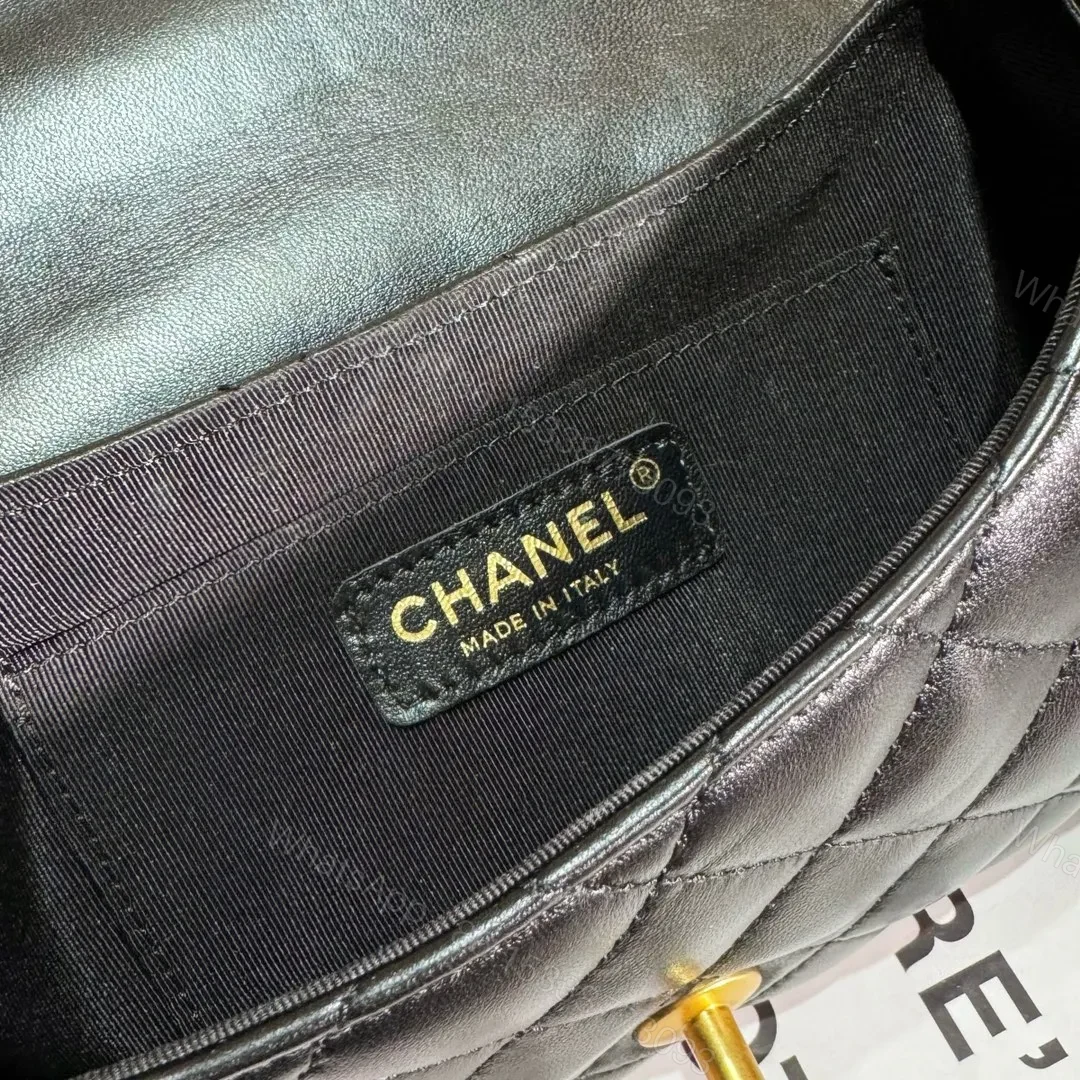 View 7 of Chanel 24C Top Handle Flap Bag in Black Lambskin