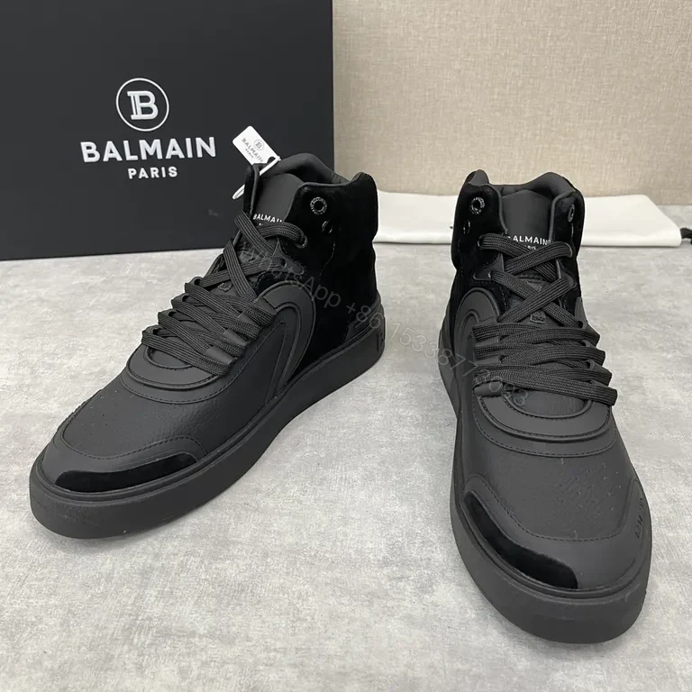 Monochrome Balmain High-Top: Premium Leather Sneaker — view 1