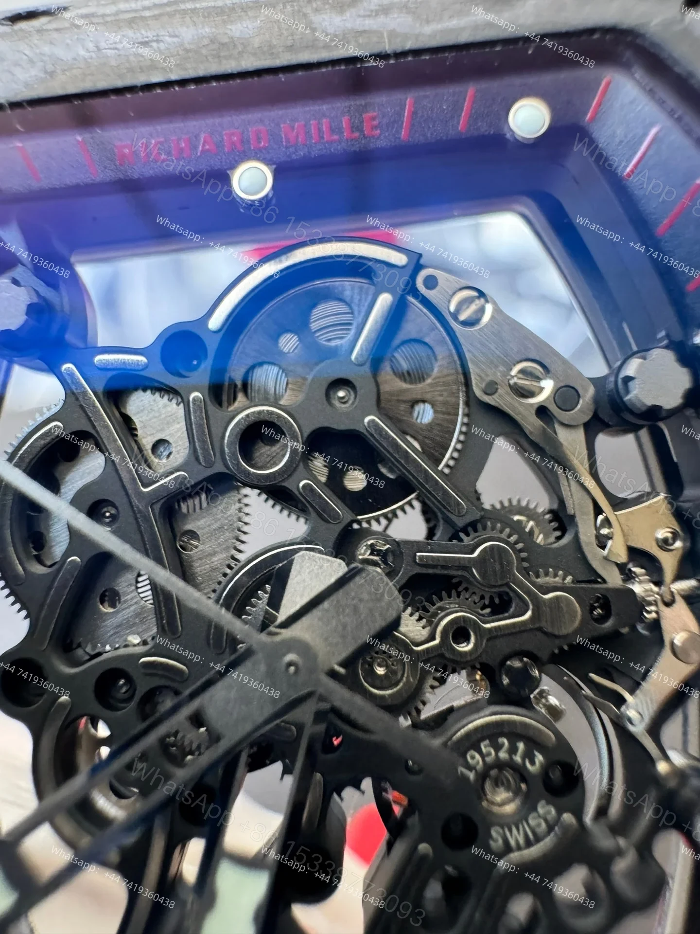 View 15 of Super Clone Richard Mille RM 055 Carbon TPT Red Rubber Strap 1:1 Replica Watch