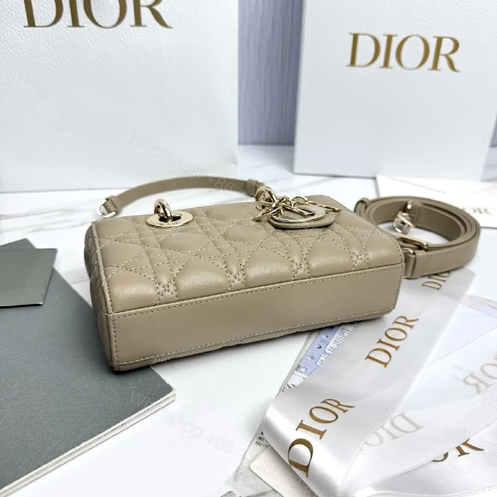View 6 of Chic Taupe Quilted Mini Bag with Gold Hardware