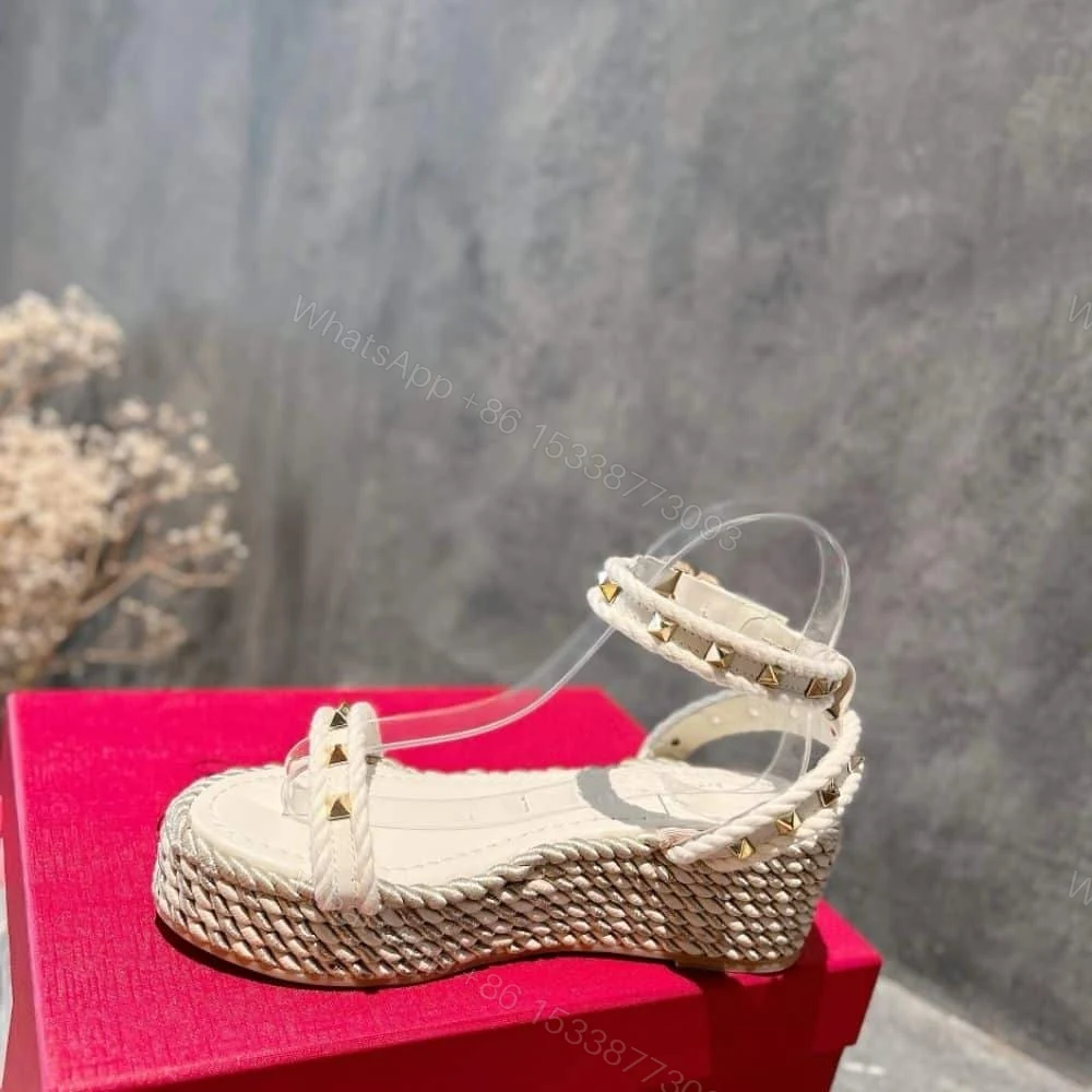 View 5 of VALENTINO ROCKSTUD FLATFORM SANDAL WHITE