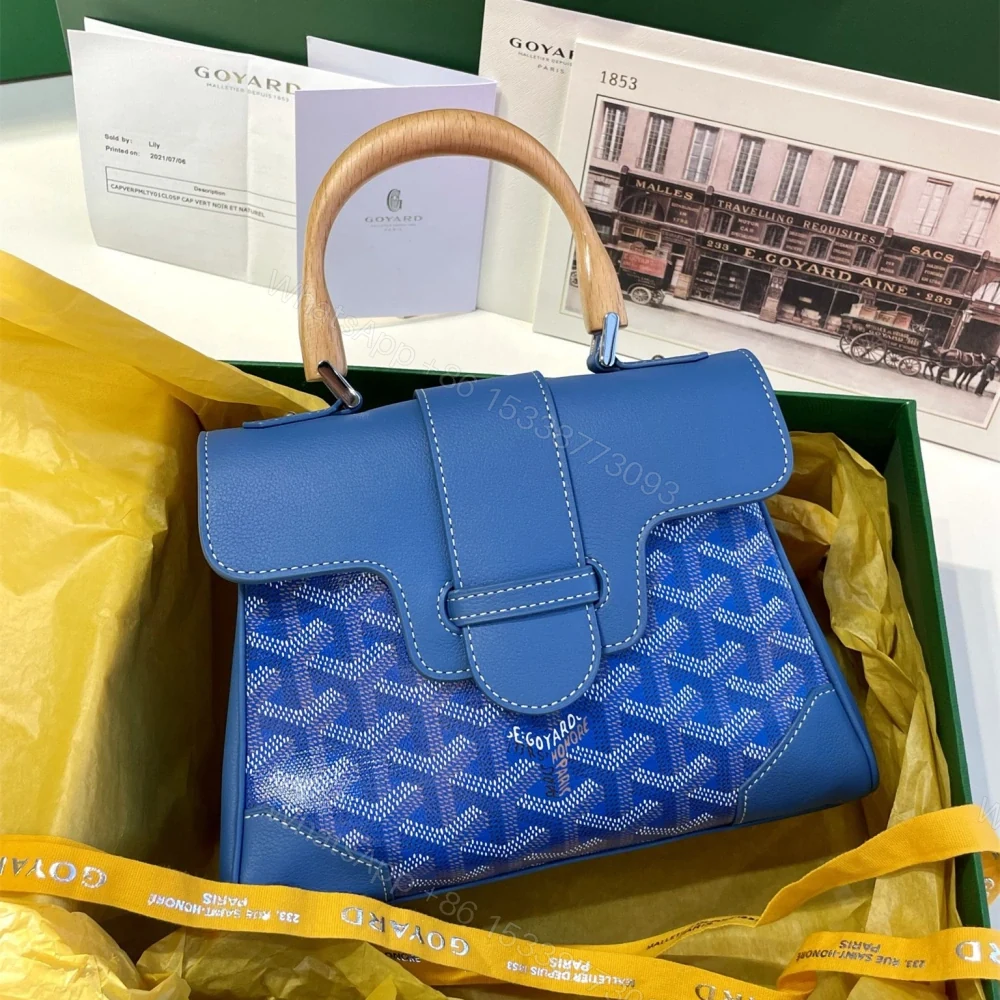 View 3 of 高仿Goyard*SAIGONG櫸木手柄單肩包藍色免檢版