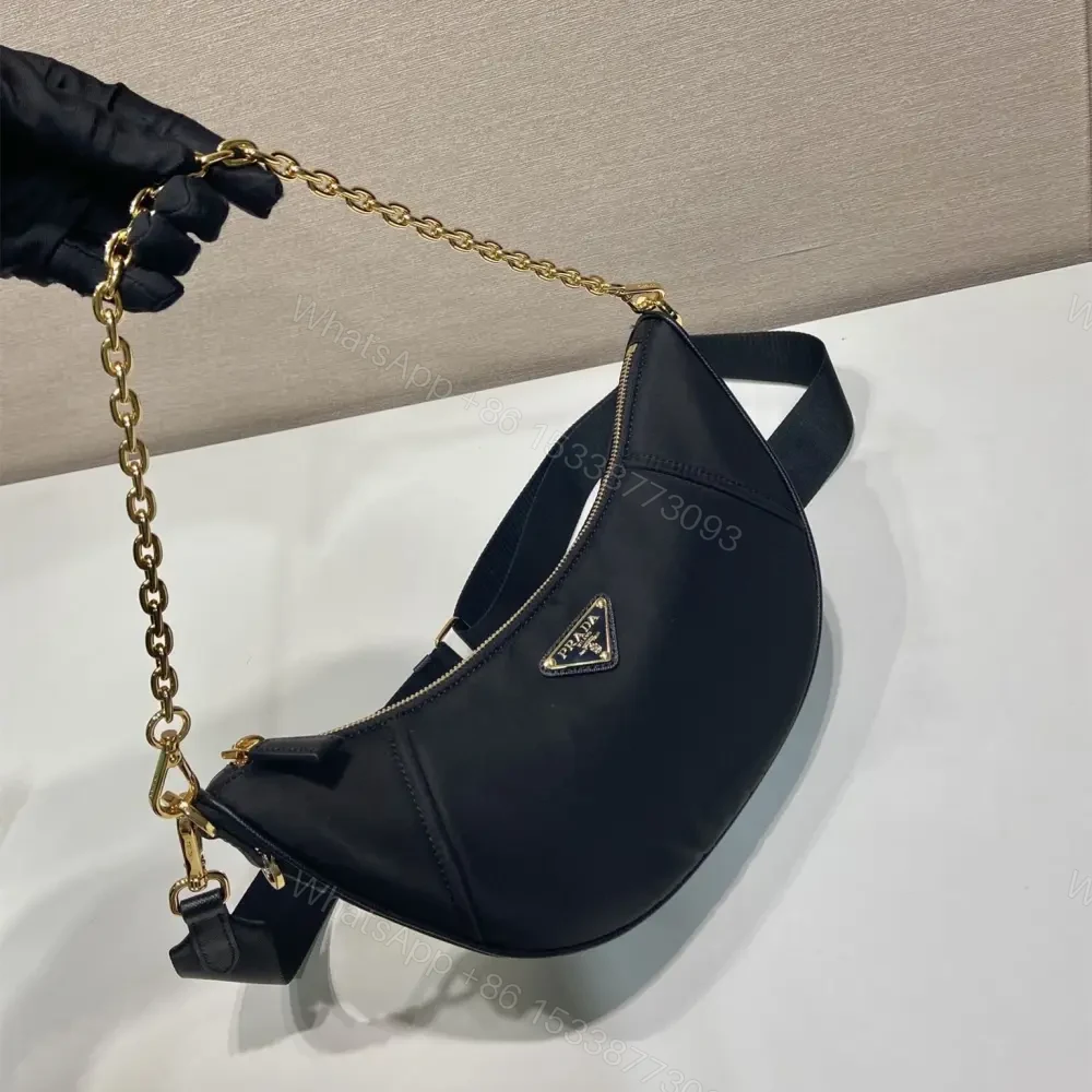 View 4 of 高仿Prada*RE-Nylon系列1BH222單肩半月包黑色免檢版