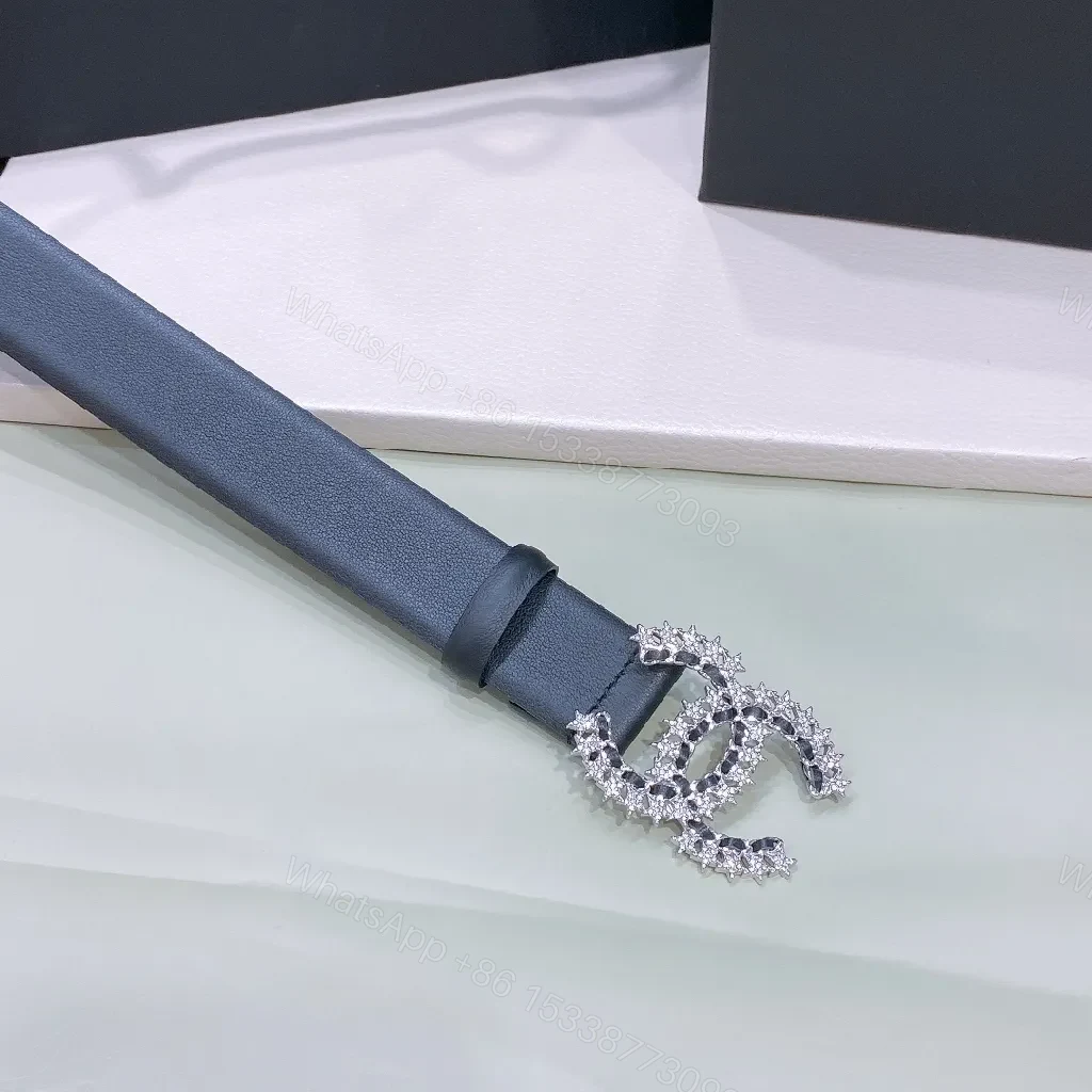 View 4 of Elegant Crystal-Embellished Leather Belt: Luxe Crystal Buckle Belt