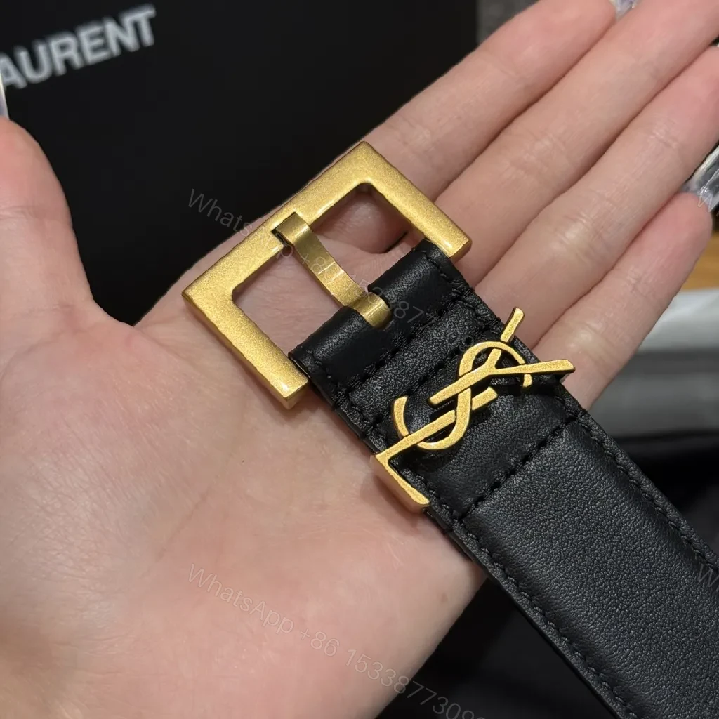 View 7 of Bold Leather Belt with Gold-Tone Hardware Accessory