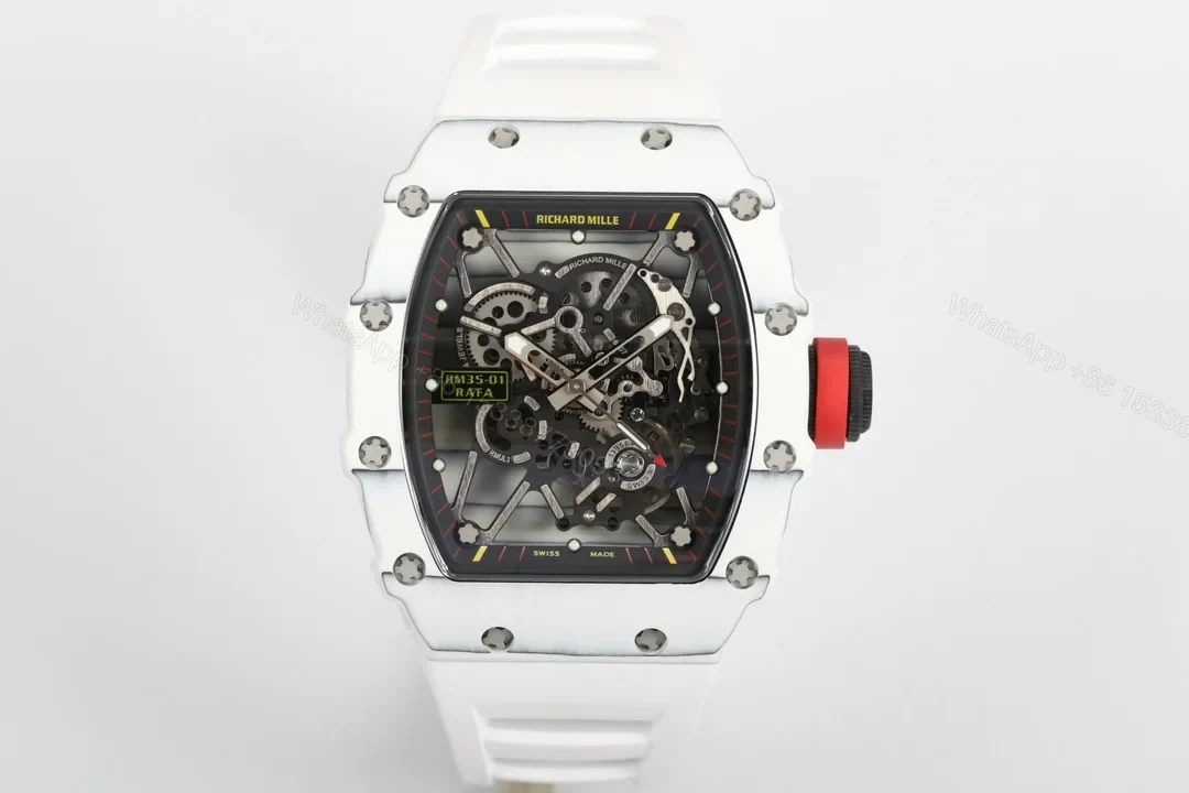 Richard Mille RM35-01 NTPT Carbon Fiber RMUL3 White Gemstone Balance Watch RM35-01-CARBON-WHITE — view 1