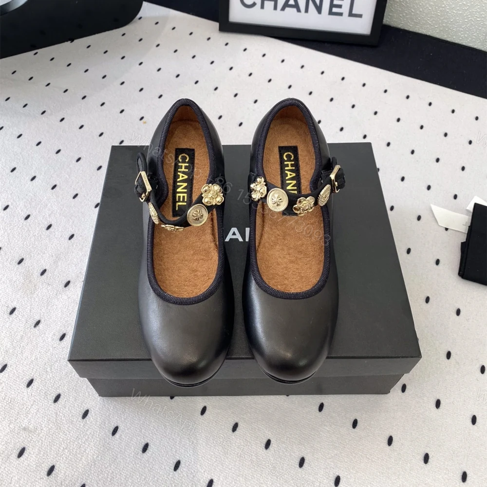View 2 of 高仿Chanel*G45778X圓頭塔扣芭蕾舞鞋4.5CM黑色免檢版