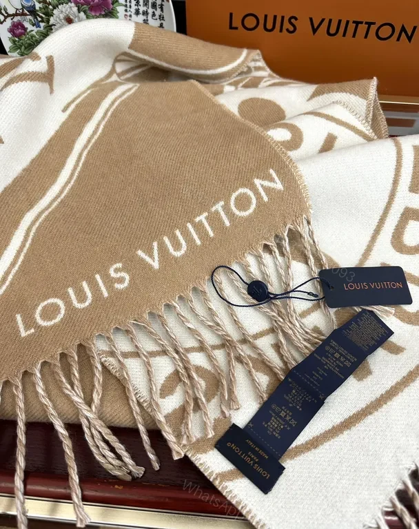 View 6 of Luxurious Cardigan-Wrap Scarf: Camel & Ivory, Statement Knit