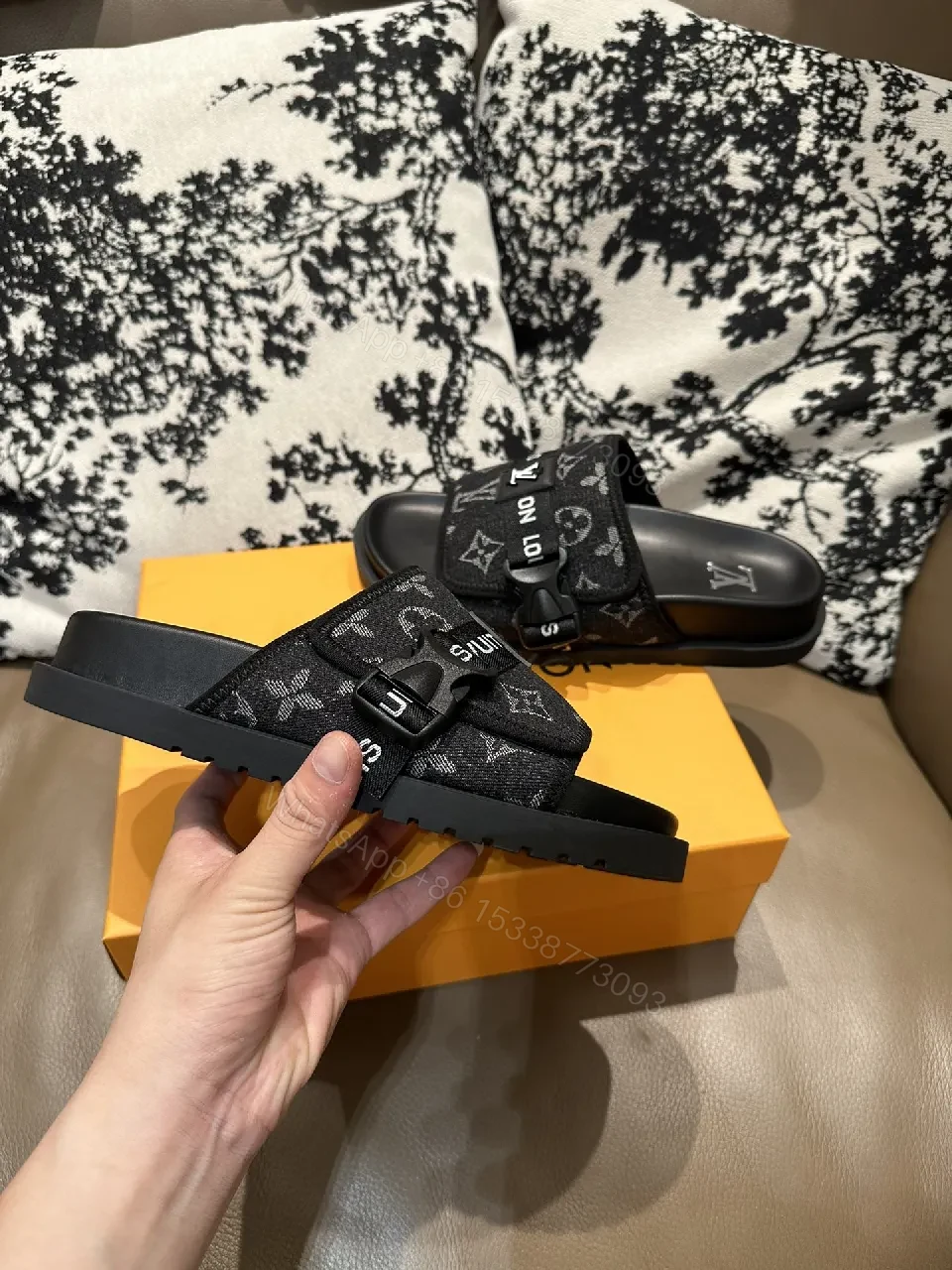 View 6 of Bold Monochrome Slides with Iconic LV Detailing