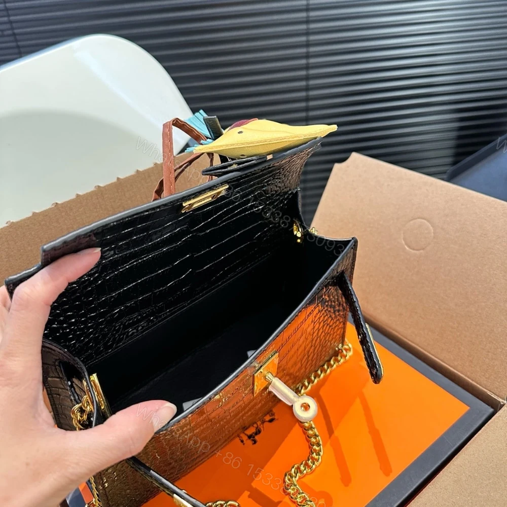 View 6 of Hermes Kelly Mini Pochette Shiny Alligator Black 21Cm