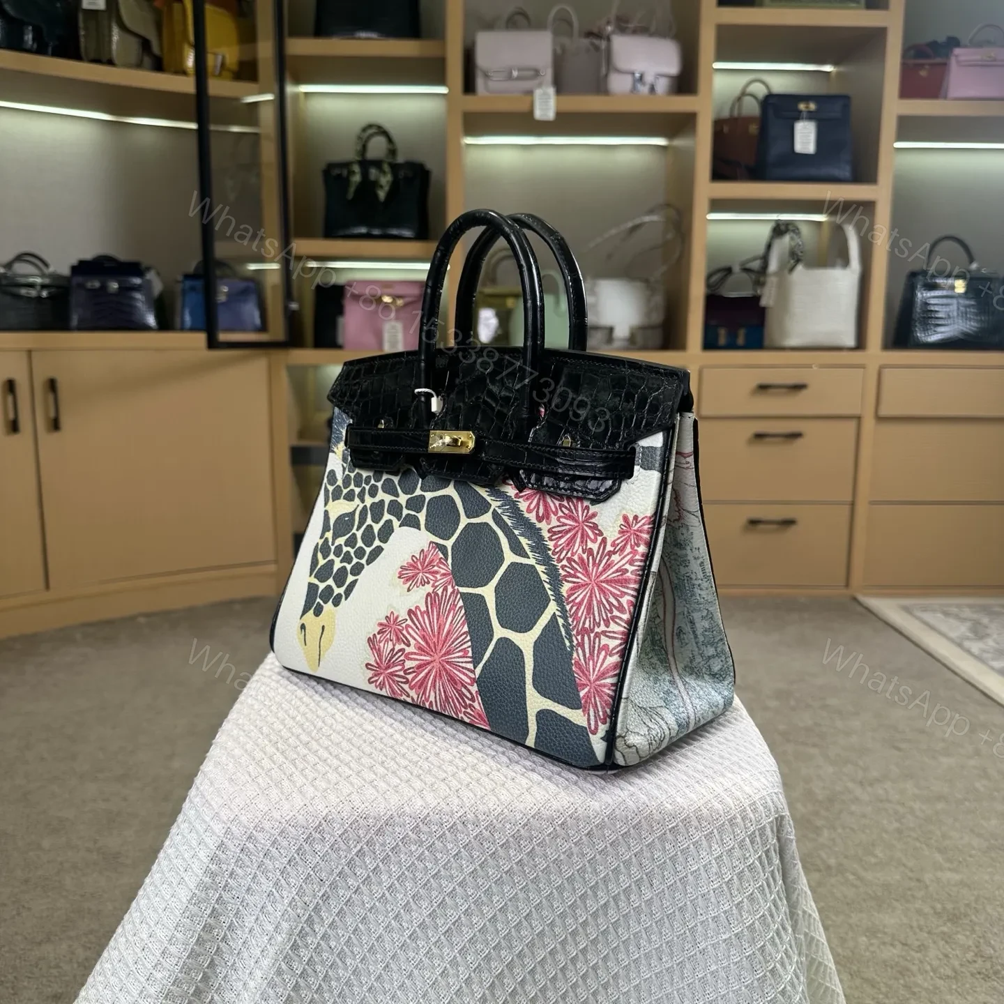 View 3 of Hermes Touch Birkin 25cm Black Crocodile Leather Gold Hardware