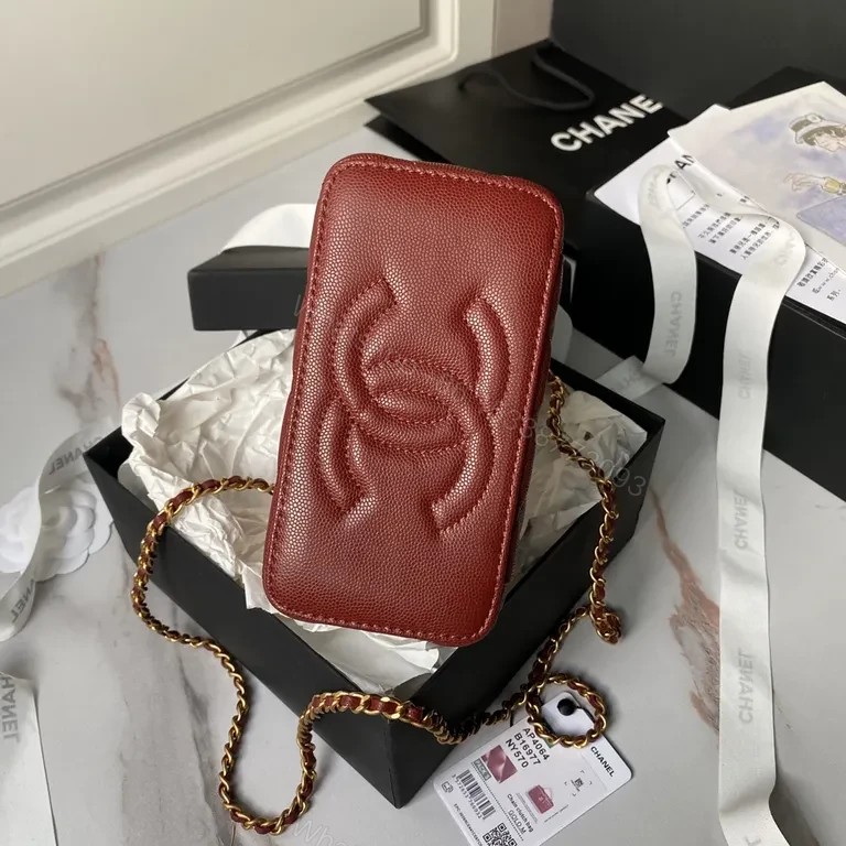 View 5 of Chic Quilted Mini Bag with Gold Chain Strap - Luxe Burgundy