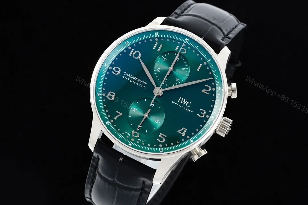 View 2 of IWC Portugieser Chronograph Stainless Steel / Green Dial IW3716-15