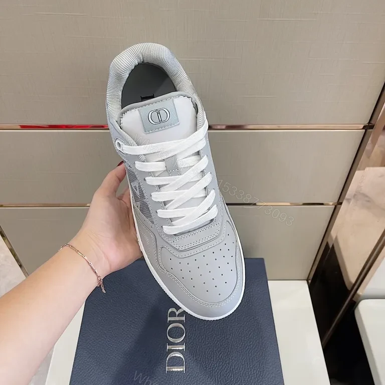 View 5 of Grey Minimalist Dior Trainer | Geometric Panel | Everyday Luxury Sneaker