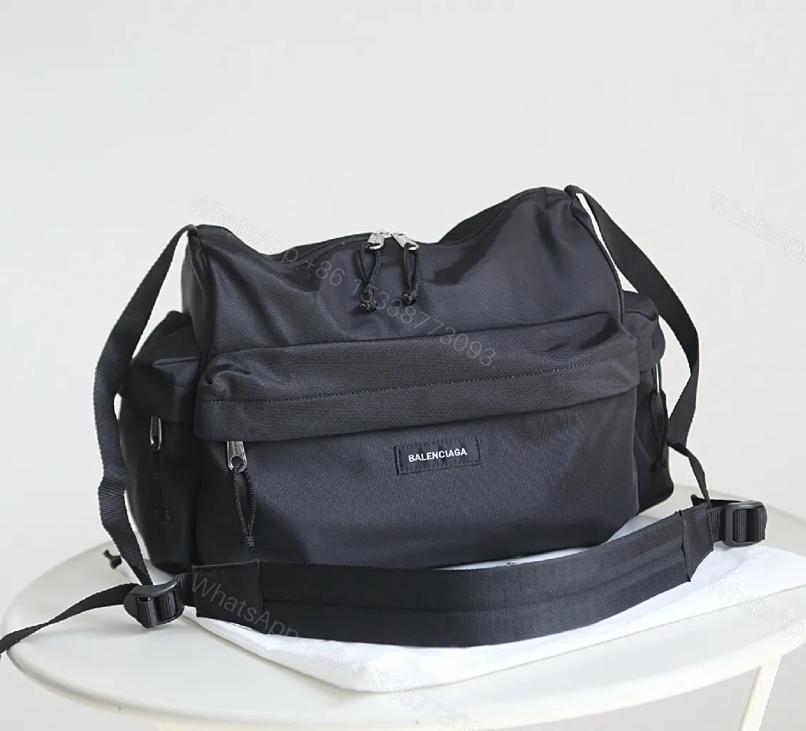 View 8 of Black Nylon Tote, Compact Utility, Minimalist Chic, Water-Resistant, Carryall